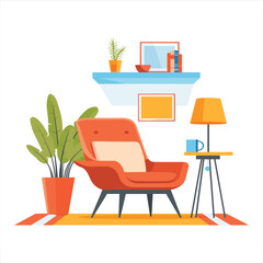 Living Room With Furniture Chair Vector