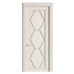 A white door with a diamond pattern on it