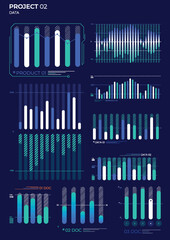 Business elements charts in color. Vector illustration.