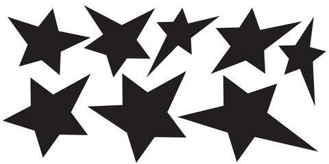 Set of trendy irregular black stars. Simple funky groovy abstract shapes.