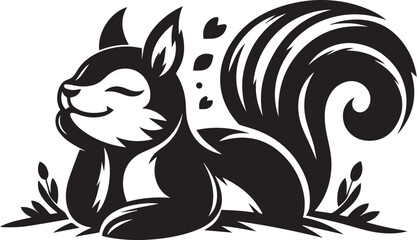 Obraz premium A squirrel resting with a dreamy expression silhouette vector