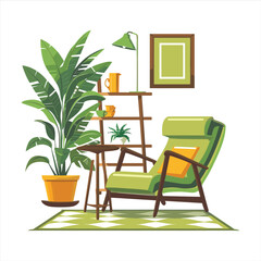Living Room With Furniture Chair Vector