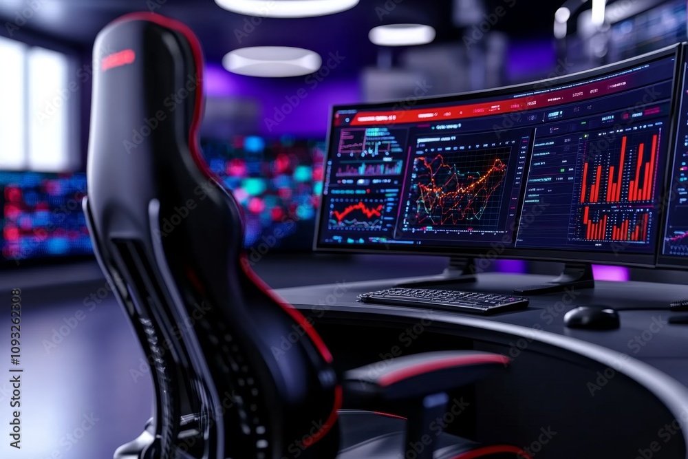 Aufkleber a futuristic analytic control room with ai-powered dashboards tracking global data in real time