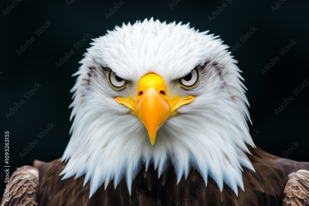 Poster a hyper-realistic close-up of an american eagleâ€™s face, showcasing every feather and the sharpness