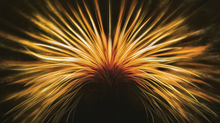 Fototapeta premium Abstract golden light rays scene 