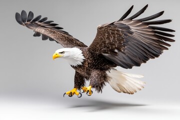 Obraz premium A patriotic depiction of an American eagle with the U.S. flag draped in the background