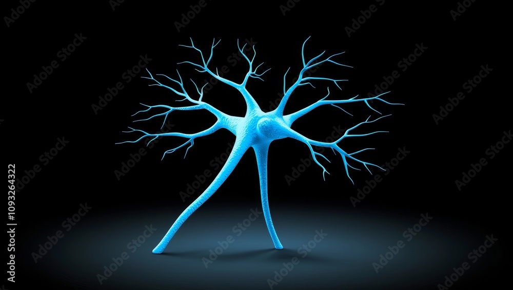 Poster digital neurons and synapses on dark background of neural network concept.