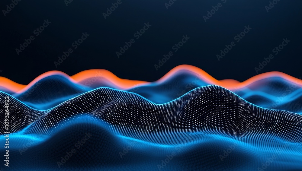 Aufkleber data flow and connections of neural networks are symbolized by abstract waves and nodes.