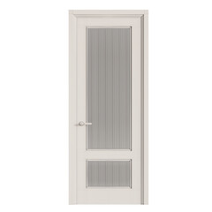 A white door with a black handle and a silver knob