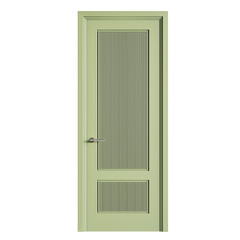Naklejka premium A green door with a silver handle and a silver knob