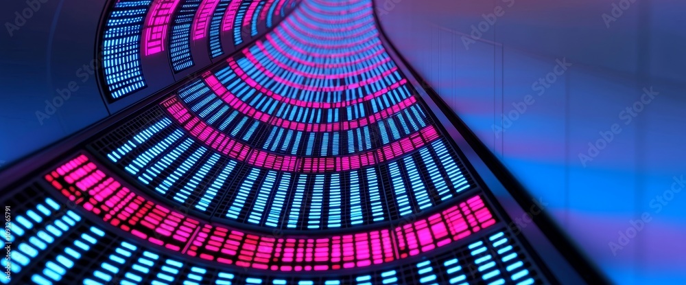 Poster an ai and neural network is symbolized by neon 'deep learning' text with digital blocks.