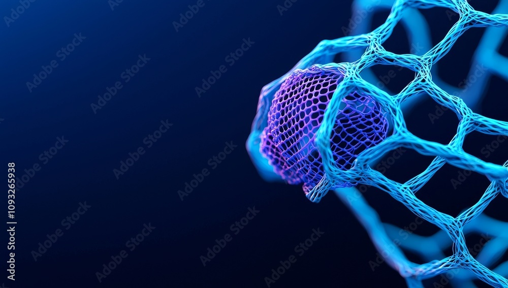 Poster data flow and ai learning are represented in an abstract neural network with interconnected nodes.