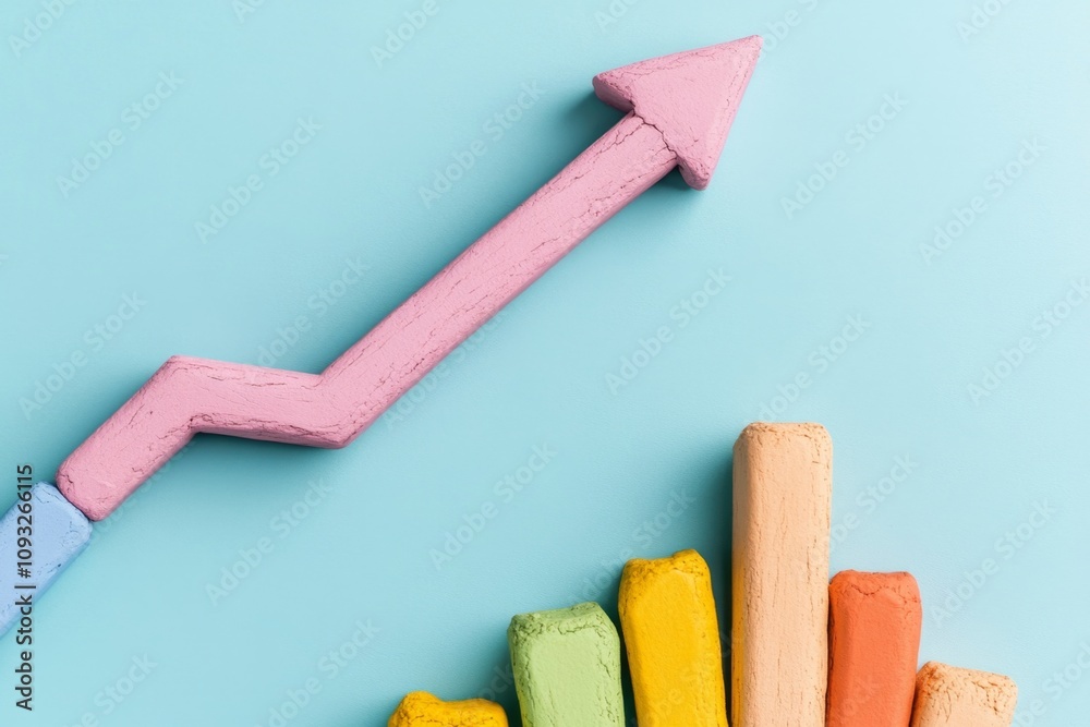 Poster A simple line chart in abstract style, with arrows pointing upward, representing analytics growth