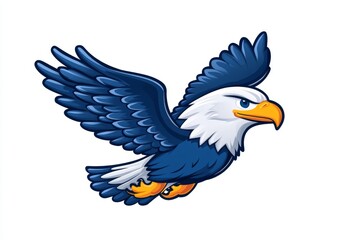 Fototapeta premium A stylized American eagle carrying a single star in its beak, designed in minimal color tones