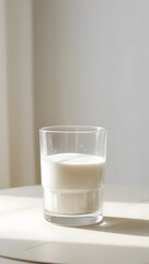 glass of milk at cafe table