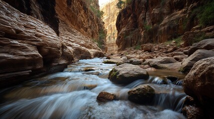 Serene Stream Flowing Through a Desert Canyon