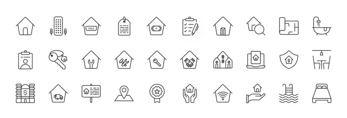 Real Estate Icon Set – Modern, Professional, and Customizable Vector Icons