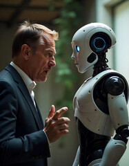 Portrait of a futuristic human-like robot