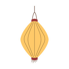Obraz premium Yellow Chinese lantern with a traditional design in flat style. Perfect for festive, cultural or decorative purposes. Isolated on a white background.