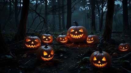 A dark Halloweenstyle forest filled with generative ai 