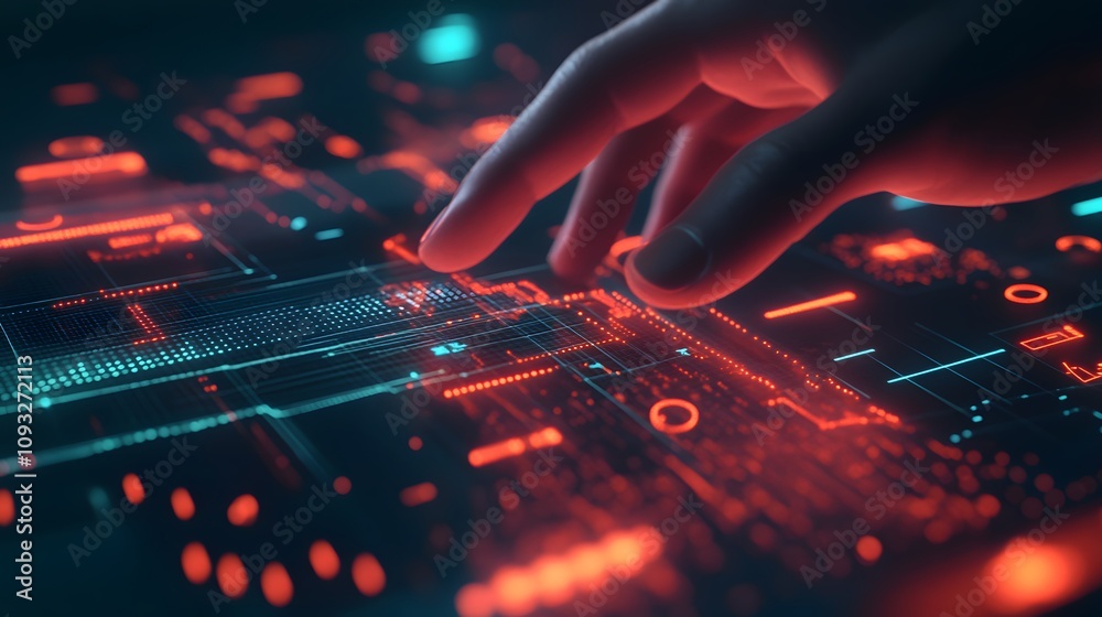 Poster A professional presenting AI-powered 3D glowing tools for innovation with 2D glowing task enhancements. 4k resolution, Cinematic Scene