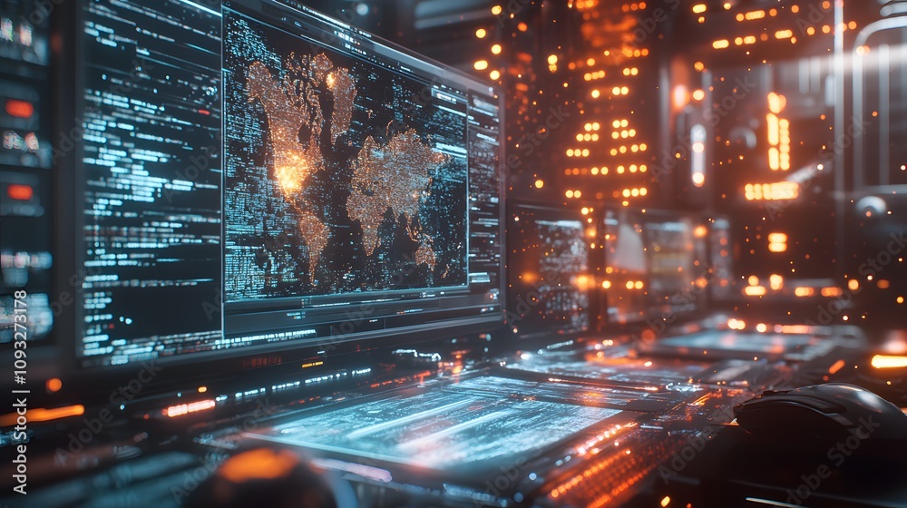 Poster A remote team refining 3D glowing digital workflows and 2D real-time communication tools. 4k resolution, Cinematic Scene