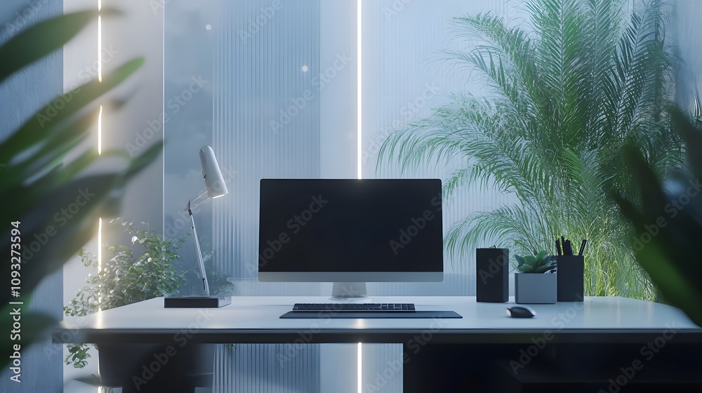 Poster A minimalist workspace showcasing 3D holographic blockchain security layers with 2D task insights. 4k resolution, Cinematic Scene