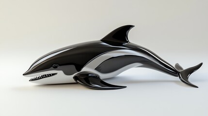 Obraz premium A sleek and artistic representation of a dolphin, showcasing its unique features and graceful silhouette.