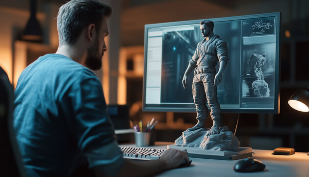 Fototapeta game designer_working on 3D action hero character for a new game