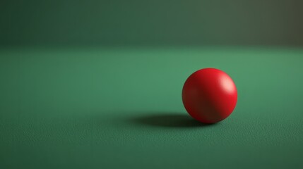 A smooth green felt table with a single red ball in focus, no people