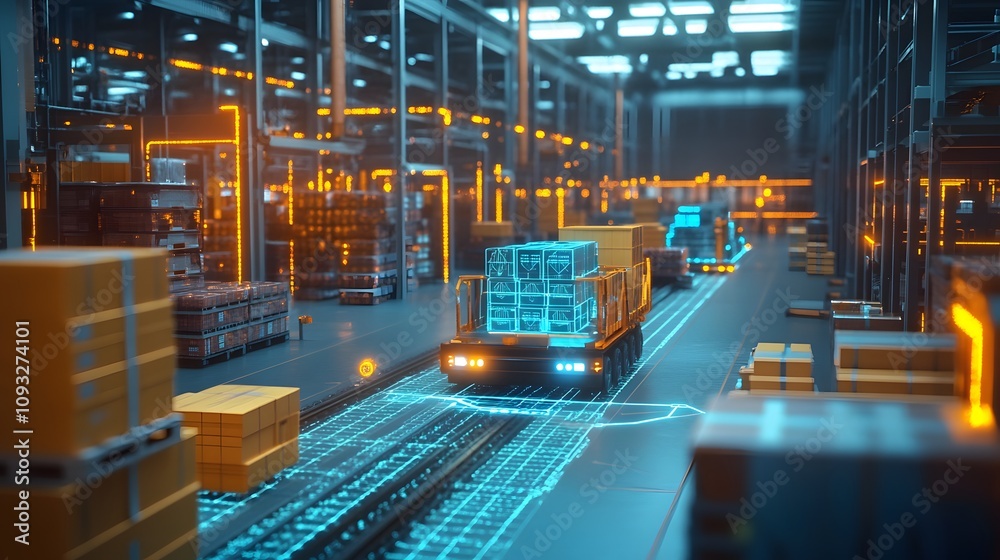 Aufkleber A developer presenting a 3D holographic blockchain-powered supply chain model with 2D visual annotations of efficiency. 4k resolution, Cinematic Scene