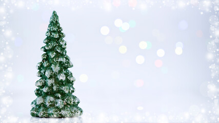 Winter background .Merry Christmas and happy New Year greeting card with copy-space. Christmas landscape with snow and fir trees