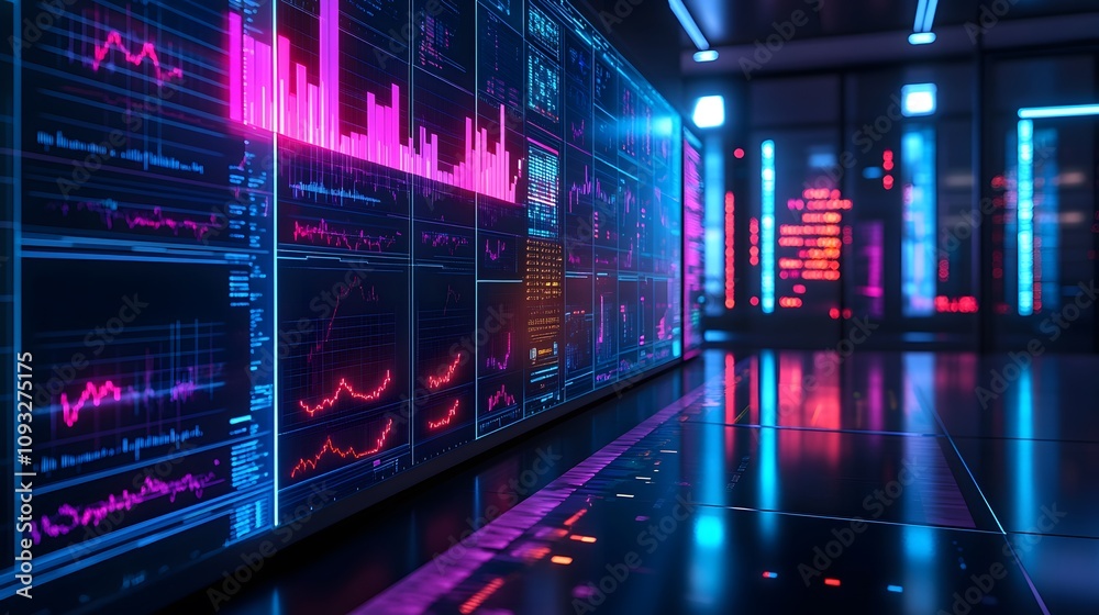 Poster a corporate strategy room showcasing 3d glowing resource allocation visuals with 2d real-time optimi