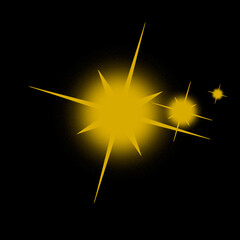 Golden snowflake with gold dust isolated on black background.