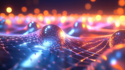 A captivating depiction of fermions, showcasing their unique properties with vibrant energy contrasts