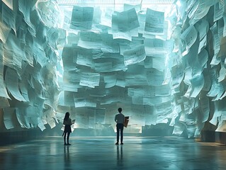 Corporate Stakeholders Discuss New Marketing Campaign with Digital Tools Floating Above