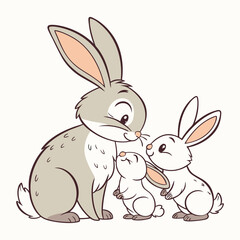 Fototapeta premium Print cute rabbit family vector