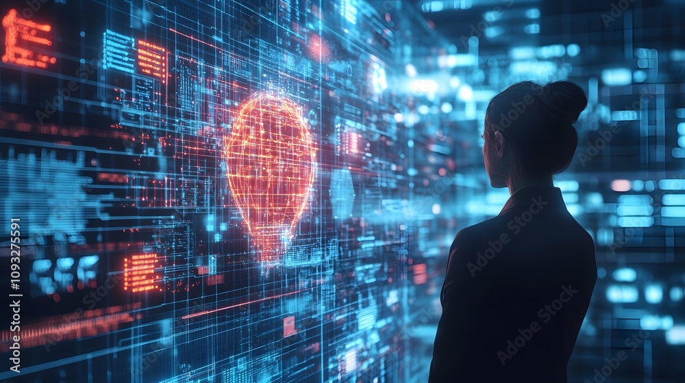 Poster A professional brainstorming in the metaverse with 3D glowing task execution models and 2D animated feedback paths. 4k resolution, Cinematic Scene