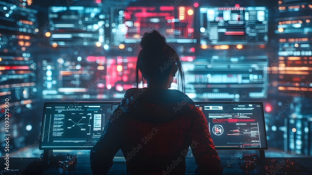 Poster A professional in the metaverse using 3D glowing decision-support tools and 2D animated communication aids. 4k resolution, Cinematic Scene