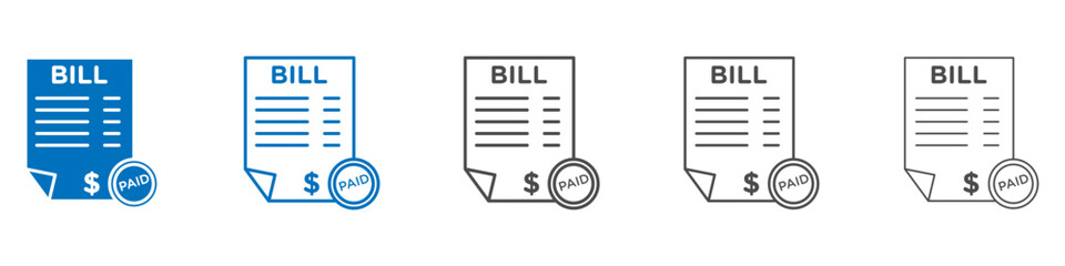 Bill paid icon vector set collection for web