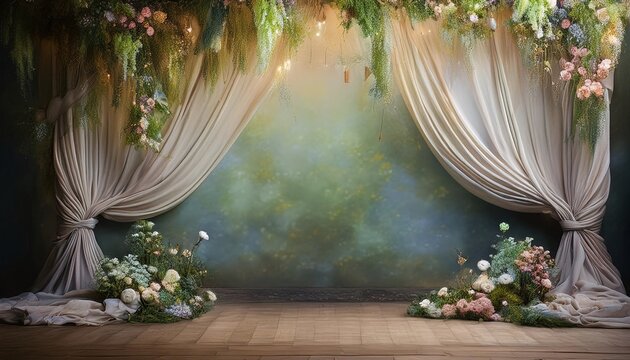Maternity backdrop, wedding backdrop, photography background featuring floral designs