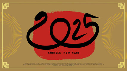 Happy Chinese New Year 2025 background, year of the snake Chinese style on Chinese New Year's Day , Flat Modern design , illustration Vector EPS 10