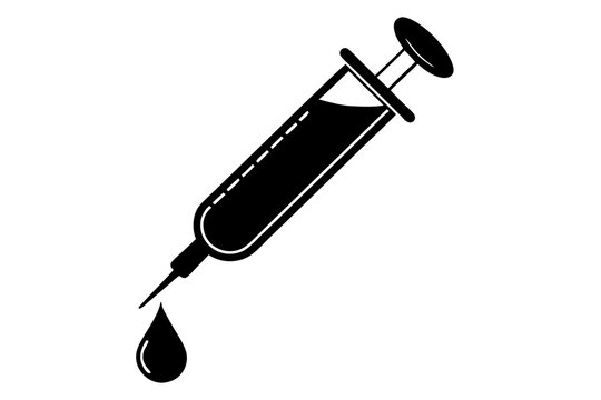 black syringe with drop of liquid clip art preview