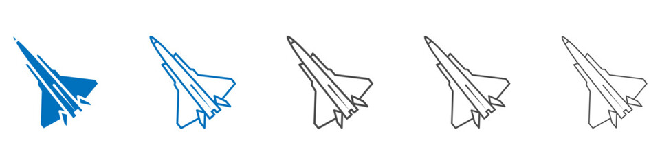 Military aircraft icon vector set collection for web