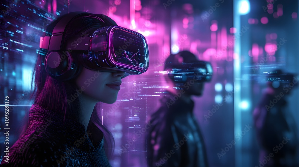 Poster A collaborative team session with wearable smartbands that trigger 3D glowing project reviews and 2D live updates. 4k resolution, Cinematic Scene