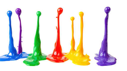 Vibrant paint splash isolates colorful drips in studio space abstract art indoor creative environment close-up view