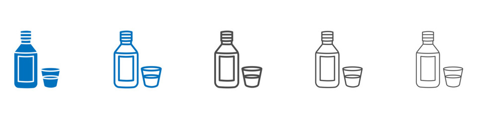 Syrup medicine bottle icon vector set collection for web