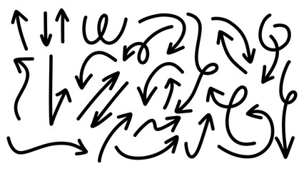 Set arrows pointing in different directions handwritten calligraphy isolated on white background , Flat Modern design, illustration Vector EPS 10