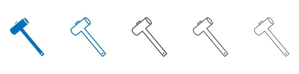 Wooden mallet icon vector set collection for web
