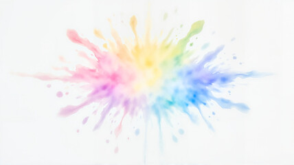 Obraz premium Vibrant rainbow watercolor splash with dynamic splatter effects